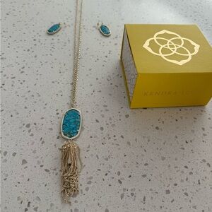 Kendra Scott Blue Necklace with Oval Pendant and Silver Tassel